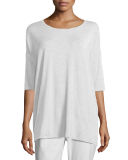 3/4-Sleeve Boxy Lightweight Jersey Tunic, Petite