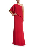 One-Shoulder Crepe Gown