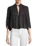 Loreto Silk Blouse, Techno Stripe