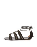 Tulum Fringed Suede Flat Sandal, Black