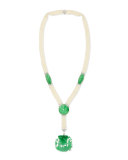 Estate Edwardian Carved Jadeite Pearl & Diamond Necklace