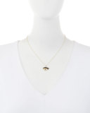 14K Gold Eyelash Pendant Necklace with Diamonds