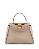 Peekaboo Medium Tortoise Satchel Bag, Gray