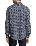 Circle-Print Slim-Fit Sport Shirt, Navy