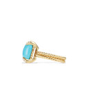 Châtelaine 18k Gold 14mm Turquoise Ring w/ Diamonds, Size 7
