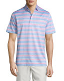 Floyd Multi-Stripe Lisle Polo Shirt, Light Blue