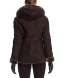 Hooded Shearling Short Parka Coat