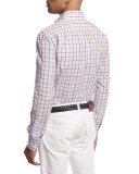 Windowpane Check Sport Shirt, Blue/Rust