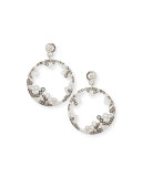 Black & White Diamond Hoop Drop Earrings in 18K White Gold