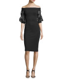 Elke Off-the-Shoulder Cocktail Dress, Black
