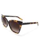 Cat and Mouse Cat-Eye Sunglasses, Black/Havana