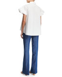 High-Waist Flare-Leg Jeans, Pale Blue