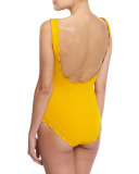 Palm Springs Scalloped One-Piece Swimsuit, Kava