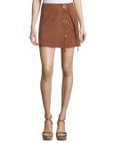 Scholastica Lace-Up Suede Skirt, Orange