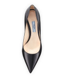 Leather Pointed-Toe 85mm Pump, Black (Nero)
