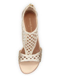 Verona Woven Leather Sandal, Platino