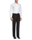 Parker Flat-Front Super 150's Trousers, Black