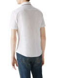 White Tipped Short-Sleeve Pique Full Button Down