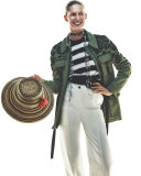 Cape Dropped-Stitch Striped Sweater, Black/White