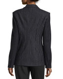 Striped Wool-Blend Jacket, Black