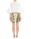 Architectural-Sleeve Cotton Blouse, White