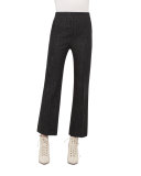 Cara Cropped Full-Leg Denim Pants, Black
