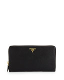 Textured Leather Travel Wallet, Black (Nero)