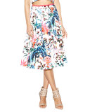 Orchid Jungle Neoprene Printed Flare Skirt 