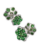 Platinum & Tsavorite Floral Cuff Links