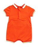 Tipped Trompe l'Oeil Jersey Shortall, Orange, Size 3-12 Months