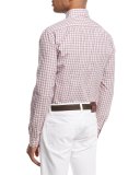 Box-Check Sport Shirt, Pink/Brown