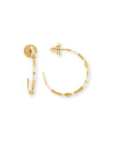Oro Striped Hoop Earrings, Gold/Ivory