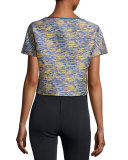 Short-Sleeve Space-Dye Cropped Jacket, Multi Pattern