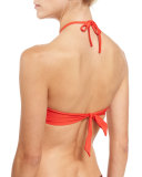 Tangerine Strappy Halter Swim Top, Red