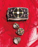 Pink Tourmaline & Pink Crystal Quartz Over Sapphire Ring