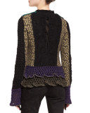 Crochet Ruffled-Trim Jacket, Black