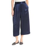 Satin Cropped Wide-Leg Pants