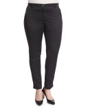Renzo Low-Rise Super Slim Pants, Black, Plus Size 
