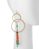 Turquoise & Coral Double-Hoop Earrings