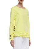 Cape Side Ruffled-Hem Pullover 