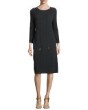 Sand-Stitched Zip-Pocket Shift Dress