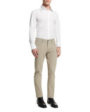 Straight-Fit Solid Wash Stretch Denim Jeans, Tan