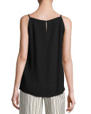 Taylor Sleeveless Double-Georgette Silk Blouse, Black