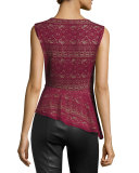 Avalon Lace Asymmetric-Peplum Top, Deep Cranberry
