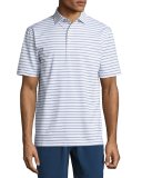 Pug Striped Stretch Polo Shirt, White