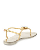 Nuvorock Jeweled T-Strap Sandal, Gold