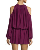 Lauren Cold-Shoulder Blouson Dress, Sangria