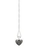 Fluted Heart Pendant Necklace, 34"L