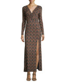 Long-Sleeve Maxi Dress, Moss