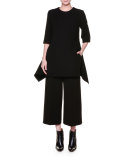 Half-Sleeve Fit-&-Flare Tunic, Black